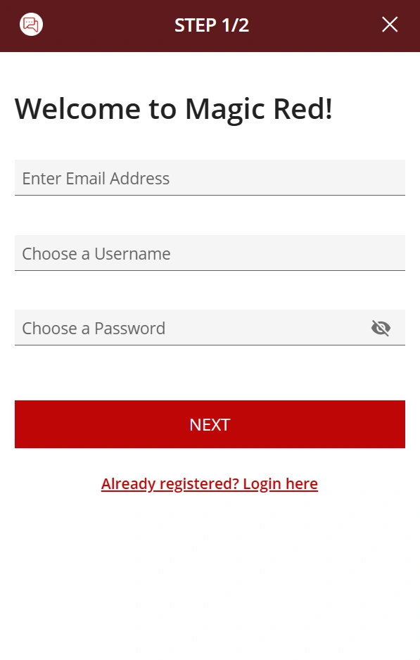 Magic Red casino creating account